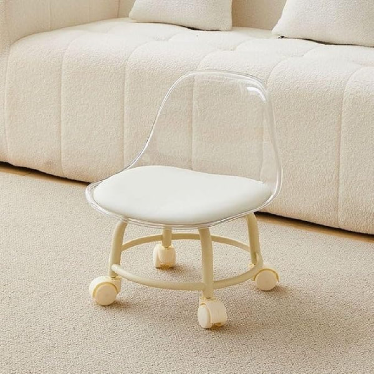 Acrylic 360° Rotatable Transparent Chair (Small) | Mini Space Design Metal Cafeteria Chair (Transparent, DIY – Do-It-Yourself)