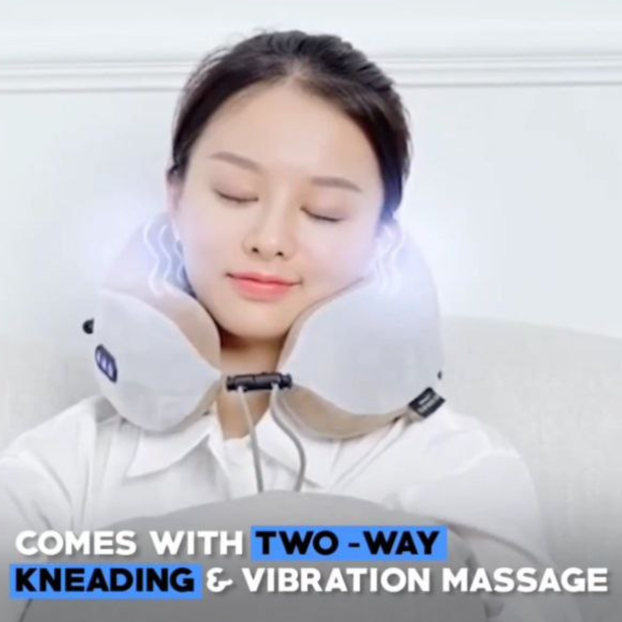 Rechargeable U-Travel Pillow Massager | 4 Massage Modes for Air Travel, Office, Car & Home