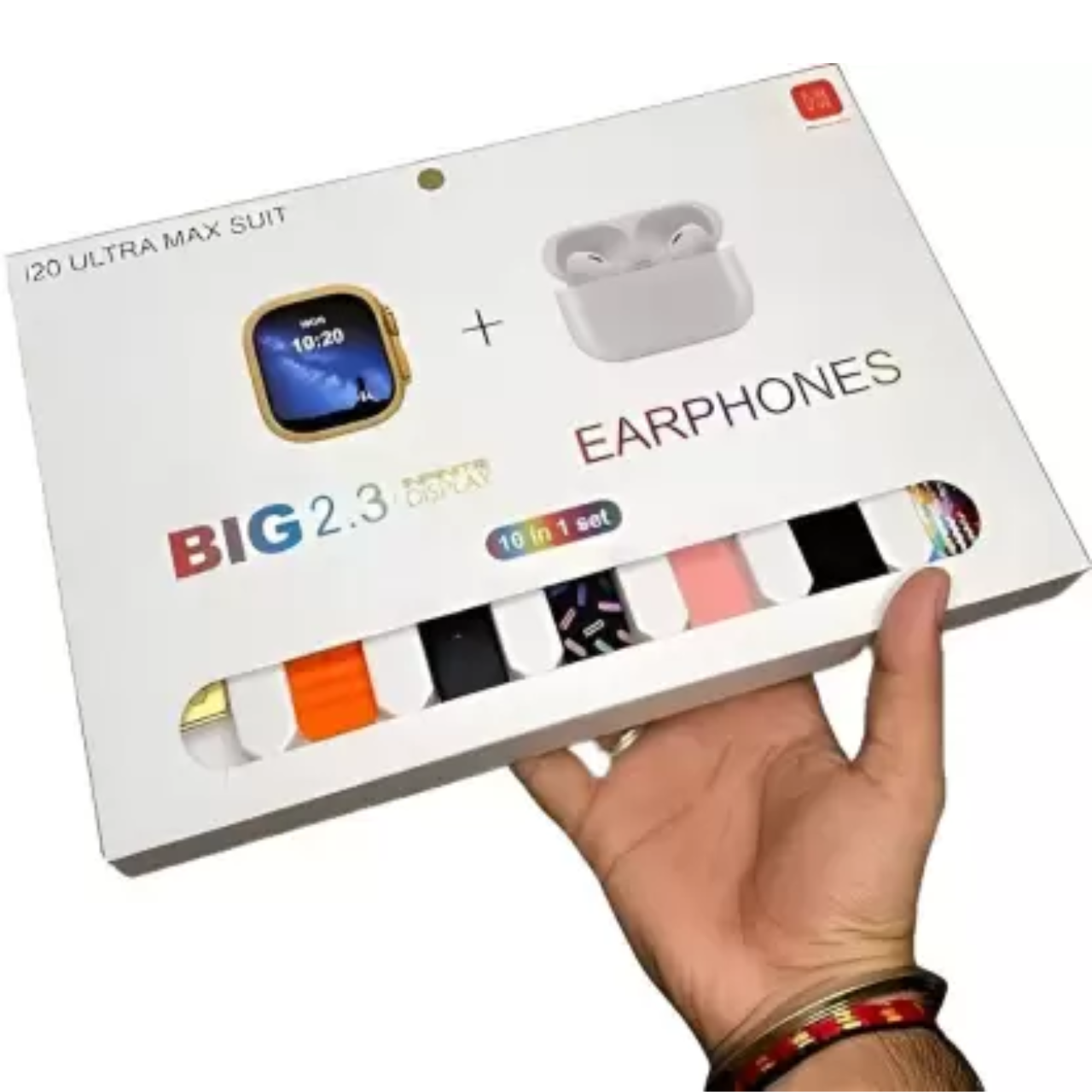 Ultra MAX Suit Smartwatch & AirPods Pro Bundle with Transparent Screen Guard and 7 Straps | Bluetooth Calling Smartwatch