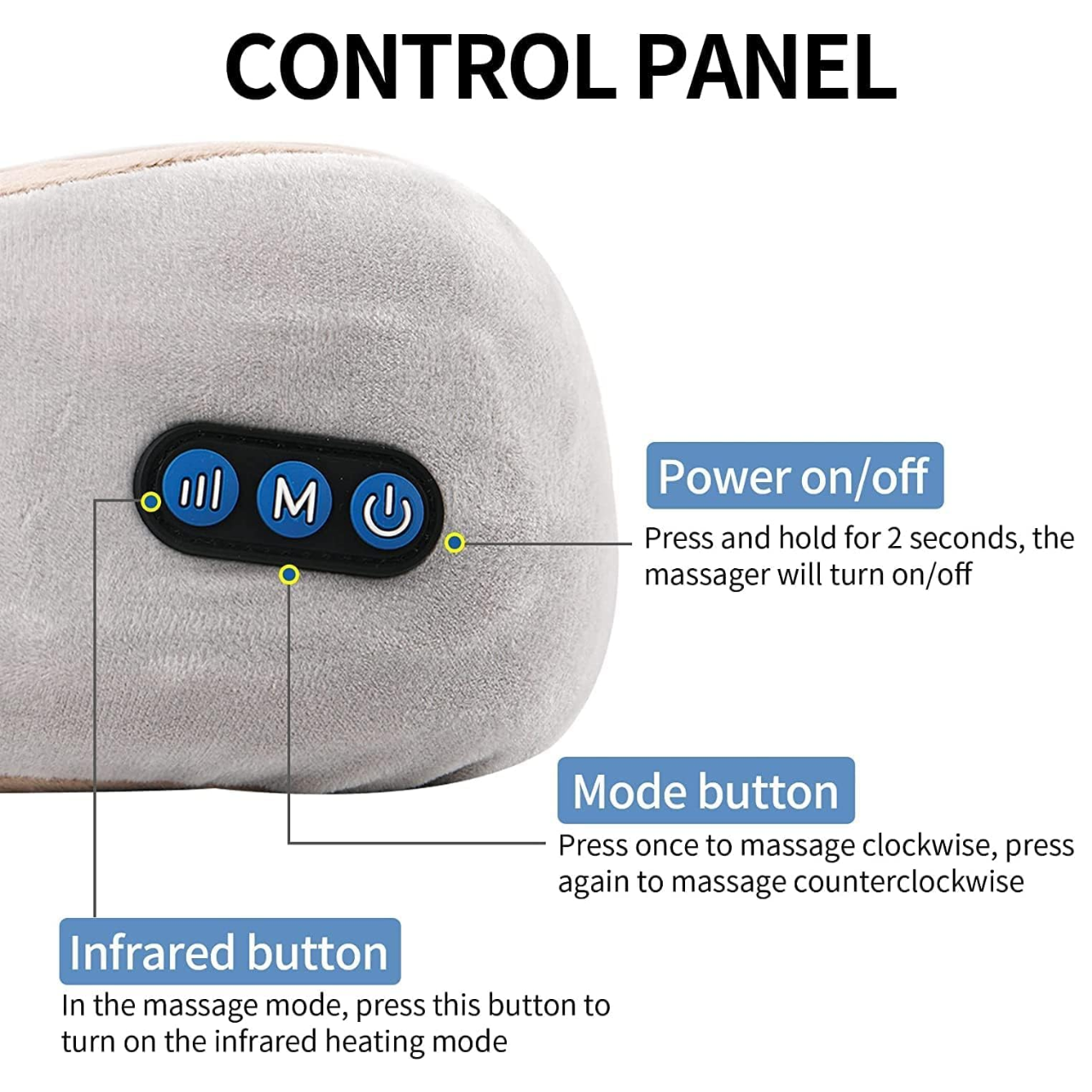 Rechargeable U-Travel Pillow Massager | 4 Massage Modes for Air Travel, Office, Car & Home