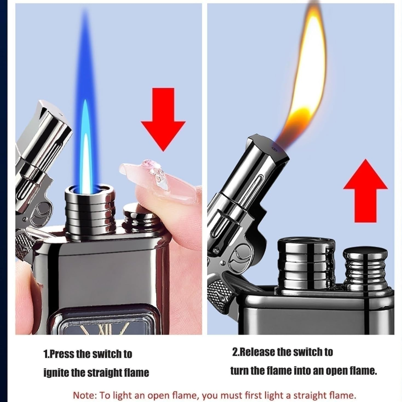 Golden Watch Pocket Size Jet Flame Lighter | Pocket Watch Pocket Lighter