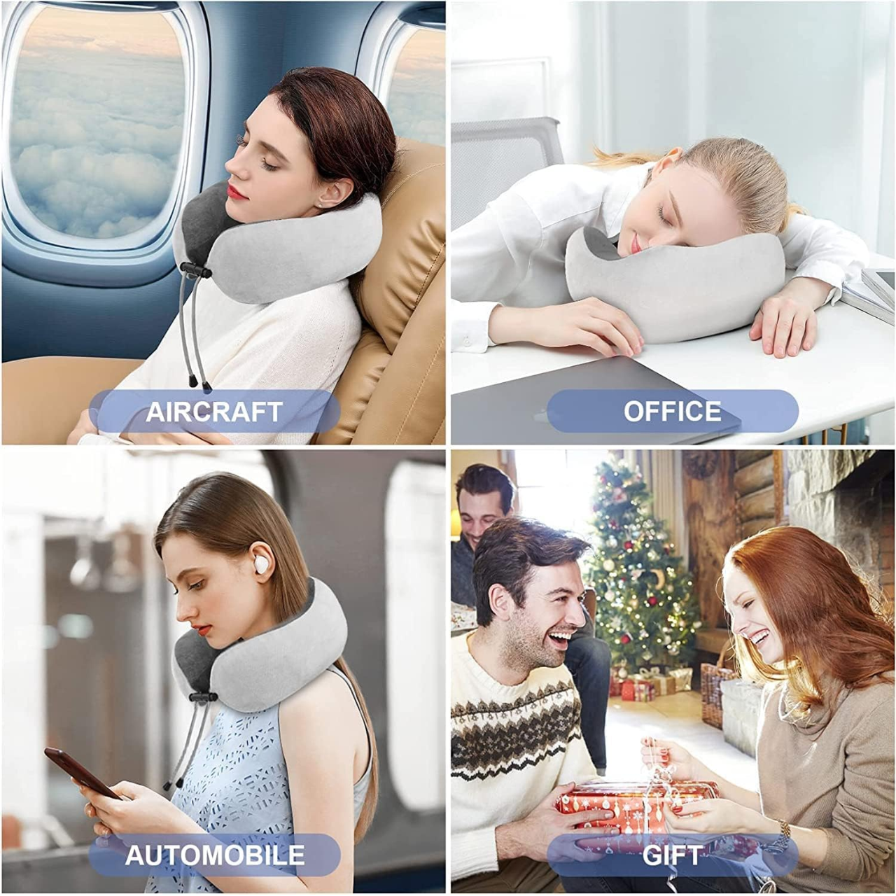 Rechargeable U-Travel Pillow Massager | 4 Massage Modes for Air Travel, Office, Car & Home