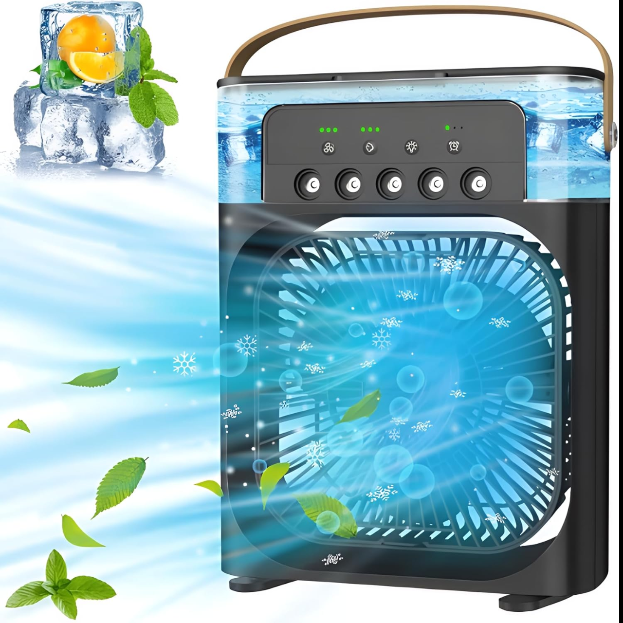 Portable Mini AC Cooler - USB Powered, Quiet Personal Air Conditioner with 3 Speeds, Misting, 360° Adjustment for Home, Office, Desk, and Car