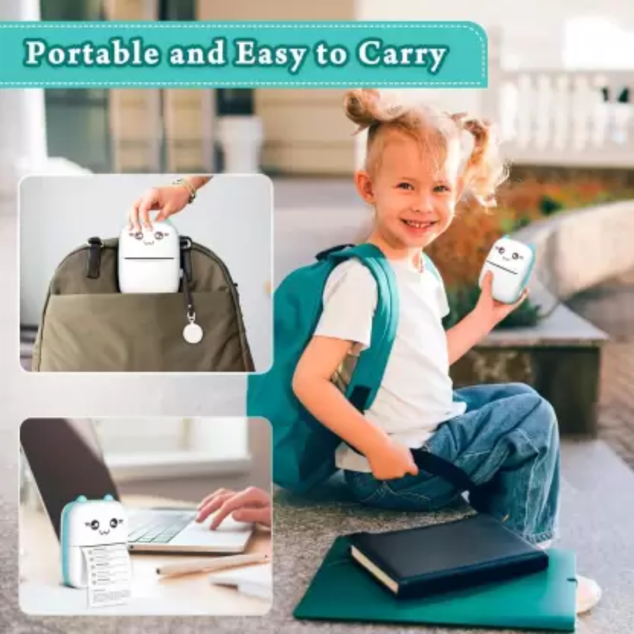 Mini Portable Pocket Printer | Portable Mini Inkless Photo Printer | Compact Thermal Printer for Instant Photos (Multicolor) | Lightweight Inkless Thermal Printer | Portable Printer | Inkless Small Wireless
