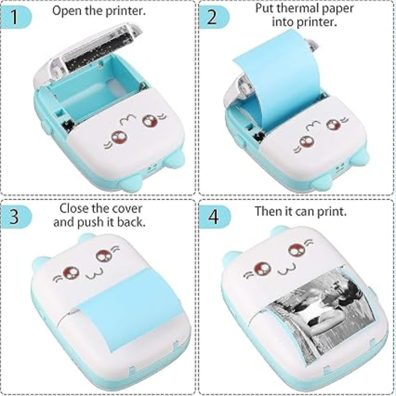Mini Portable Pocket Printer | Portable Mini Inkless Photo Printer | Compact Thermal Printer for Instant Photos (Multicolor) | Lightweight Inkless Thermal Printer | Portable Printer | Inkless Small Wireless