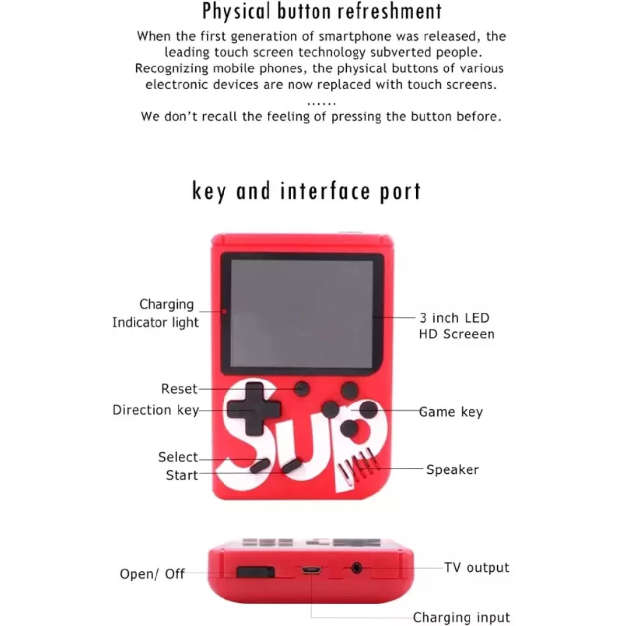 SUP GAME 400 in 1 Retro Game Box Console | Handheld Video Game Box with LED Screen – Portable Retro Gaming