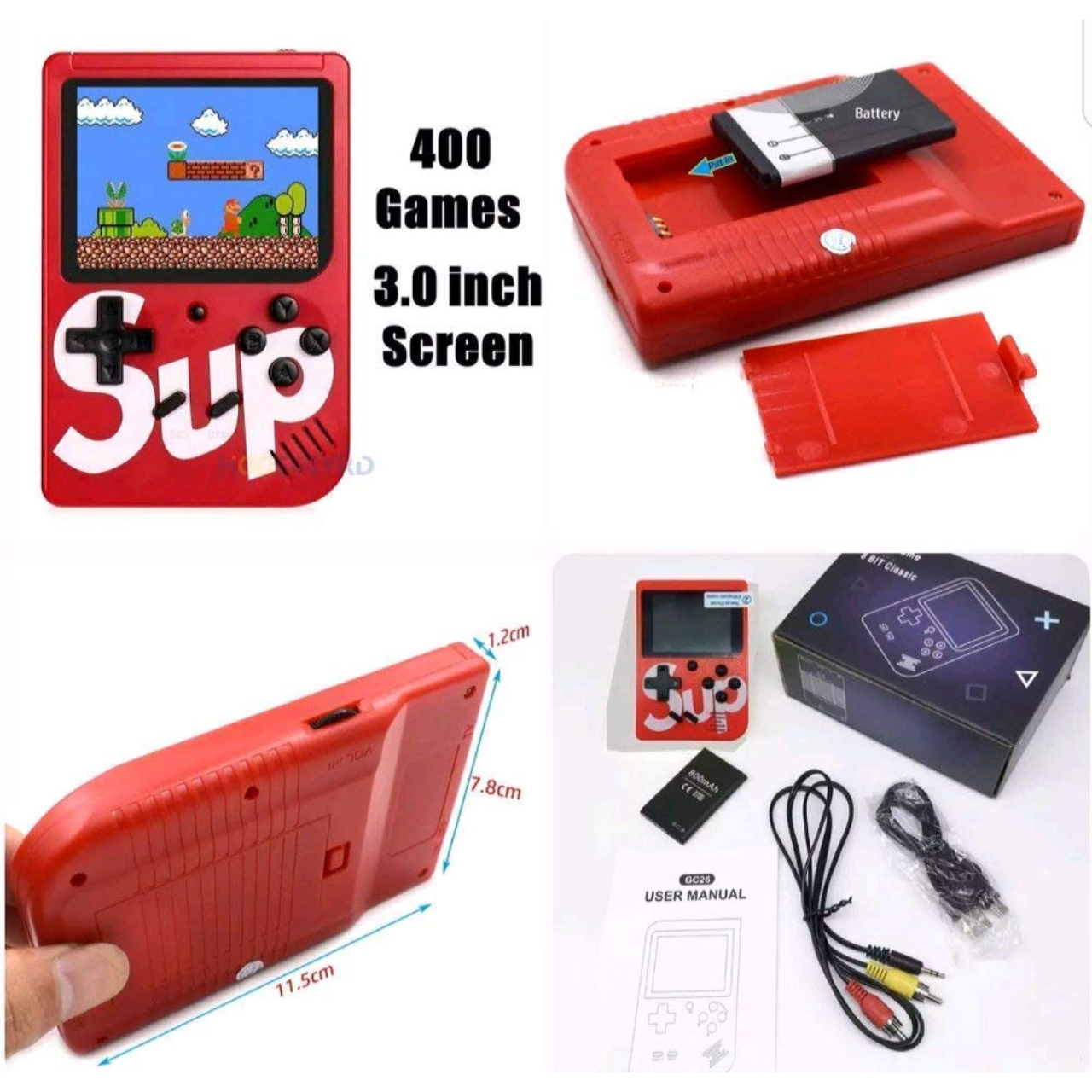 SUP GAME 400 in 1 Retro Game Box Console | Handheld Video Game Box with LED Screen – Portable Retro Gaming