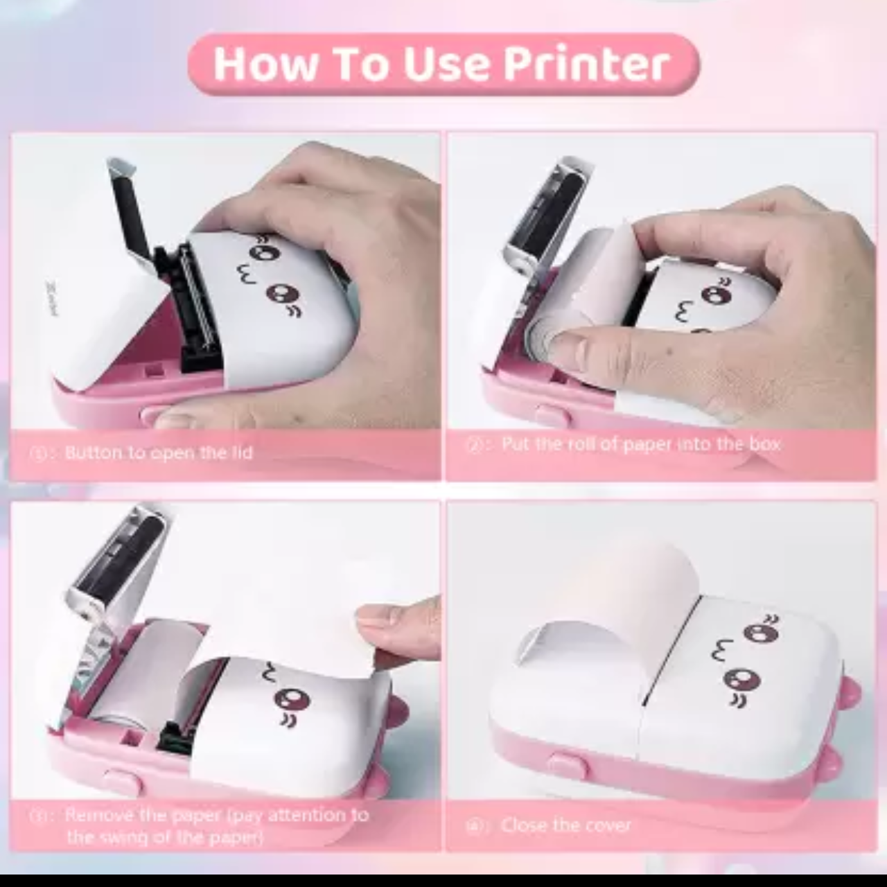 Mini Portable Pocket Printer | Portable Mini Inkless Photo Printer | Compact Thermal Printer for Instant Photos (Multicolor) | Lightweight Inkless Thermal Printer | Portable Printer | Inkless Small Wireless