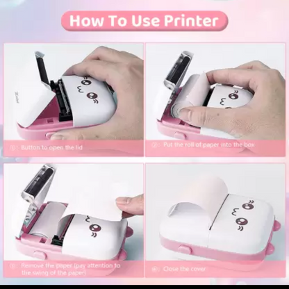 Mini Portable Pocket Printer | Portable Mini Inkless Photo Printer | Compact Thermal Printer for Instant Photos (Multicolor) | Lightweight Inkless Thermal Printer | Portable Printer | Inkless Small Wireless