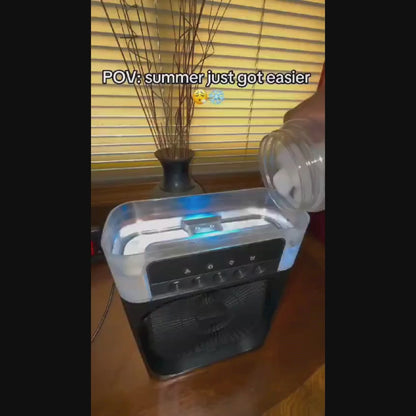 Portable Mini AC Cooler - USB Powered, Quiet Personal Air Conditioner with 3 Speeds, Misting, 360° Adjustment for Home, Office, Desk, and Car